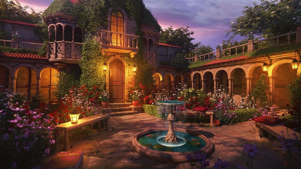 Royal Courtyard Ambience - Garden Pond with Nature Sounds, Water Sounds and Birds for Relaxation