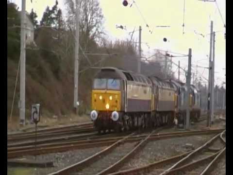 47790 47832 37218 37609 pass Carnforth working Crewe to Carlisle. 4th January 2012
