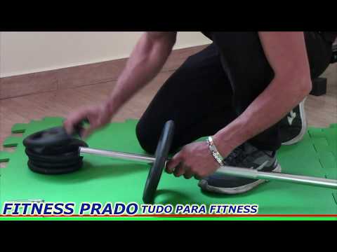 BARRA DE 1.20 MACIÇA + 2 DE 40 MACIÇAS + Anilhas Pintadas - Fitness Prado