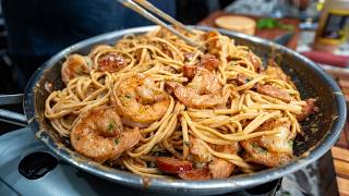Creamy Shrimp and Sausage Linguine | Cookin' with Nephew