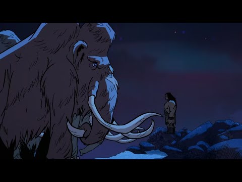The caveman and tamed dinosaur fights with mammoth,The Primal Episode 3