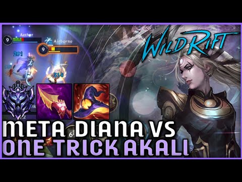 PATCH 2.2a DIANA STILL BEST MID VS AKALI ONE TRICK?! | DIANA GAMEPLAY Wild Rift (S1 Diamond)