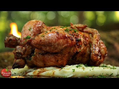 Hang-Roasted Chicken - Primitive Cooking ASMR