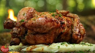 Hang-Roasted Chicken - Primitive Cooking ASMR
