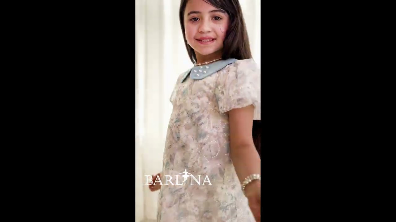 فستان ناعم بناتي مزود بياقة مستديرة - 16 سنة