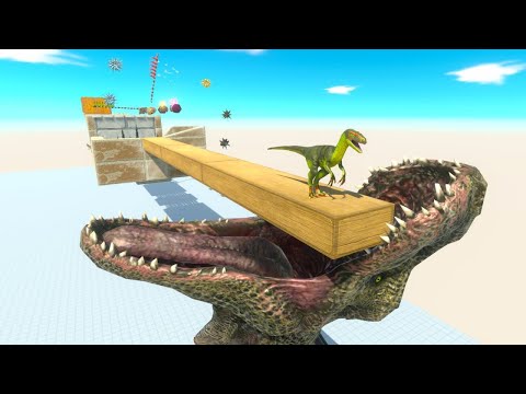 DEADLY BRIDGE EXTREME PARKOUR and DINOSAUR Giant Mouth vs ALL UNITI - ARBS