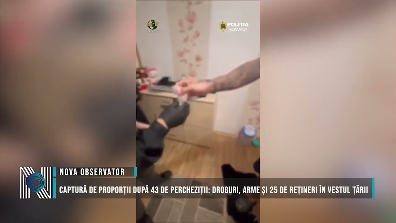 Captură de proporții după 43 de percheziții: droguri, arme și 25 de rețineri în vestul țării