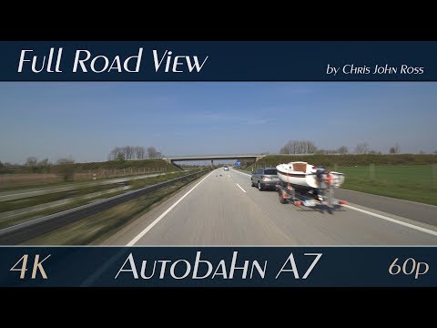 Autobahn (A7), Germany: Lottorf Ost - Schleswig/Jagel - Schleswig/Schuby - Arenholzer See Ost - 4K