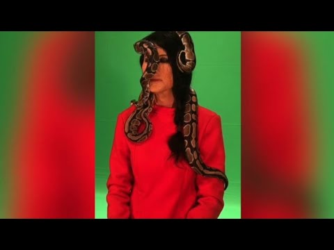 Virginia Raffaele in Marina Abramovic, con serpenti in testa