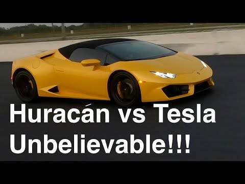Lamborghini Huracán vs Tesla S!! Twice! Six new 1/4mile Races: REDEYE Charger, Hellcat and V12 AMG!!
