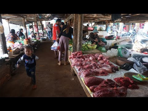 Countryside Food Market @Kampong Thom - Activities of Vendors Selling Food, Fish in Phsa Rom Lorng