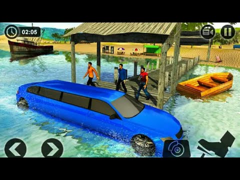 Beach water surfer limousine car driving simulator (IOS_android gameplay)