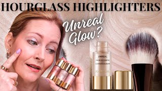 Hourglass Unreal Radiant Glow Liquid Highlighters - trying 3 shades & swatch comparisons 