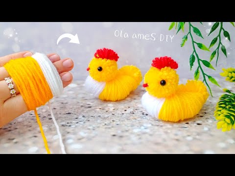 🐤🐣 It's so Cute ❤️ Super Easy Chicken Making Idea with Yarn - DIY Woolen Toys - Easter Decor Ideas