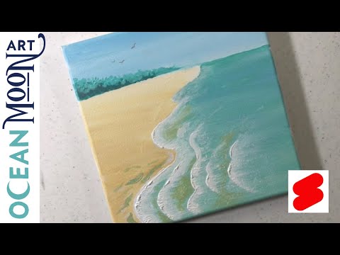 Simple Beach Painting for Beginners ⛱️ 🎨 #shorts #paintingshorts