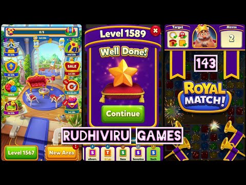 143 : Royal Match | Level 1567 to 1595 | Sunroom | King's Nightmare :  Dream Games #RudhiViru Games