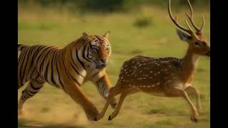 Tiger and Deer Play Together- Pure Fun and Friendship