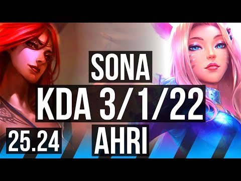 SONA vs AHRI (MID) | Good KDA: 3/1/22 | EUW Master | 25.24