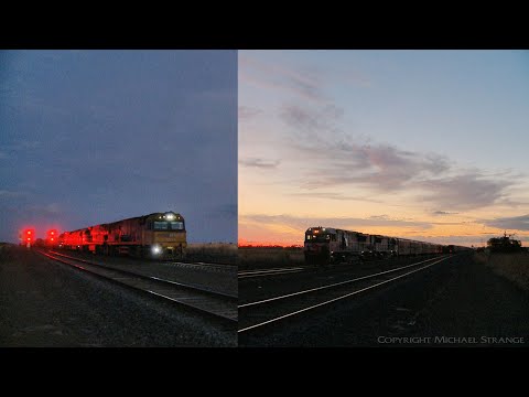 2MA5 Pacific National Freight Train Crosses SCT PM9 At Sunset - PoathTV Australian Railways