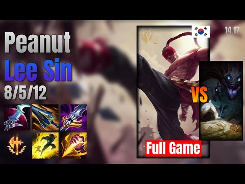 Peanut Jungle Lee Sin vs Kindred lol KR solo rank Full Game 14.17
