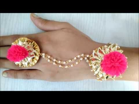 How to Make Pom Pom Ring Bracelet - DIY - Navratri Specials - Art with HHS Video