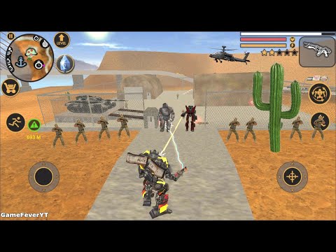 Vegas Crime Simulator (Transformer Truck Fights Army Robot)Robot Truck on Base - Android Gameplay HD