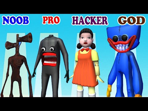NOOB vs PRO vs HACKER vs GOD in Monsters Run Arena Gameplay - Who are you?