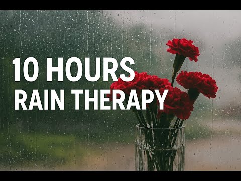 10 Hours Relaxing Rain & Window Flowers – Nature Ambience 🌸🌧️