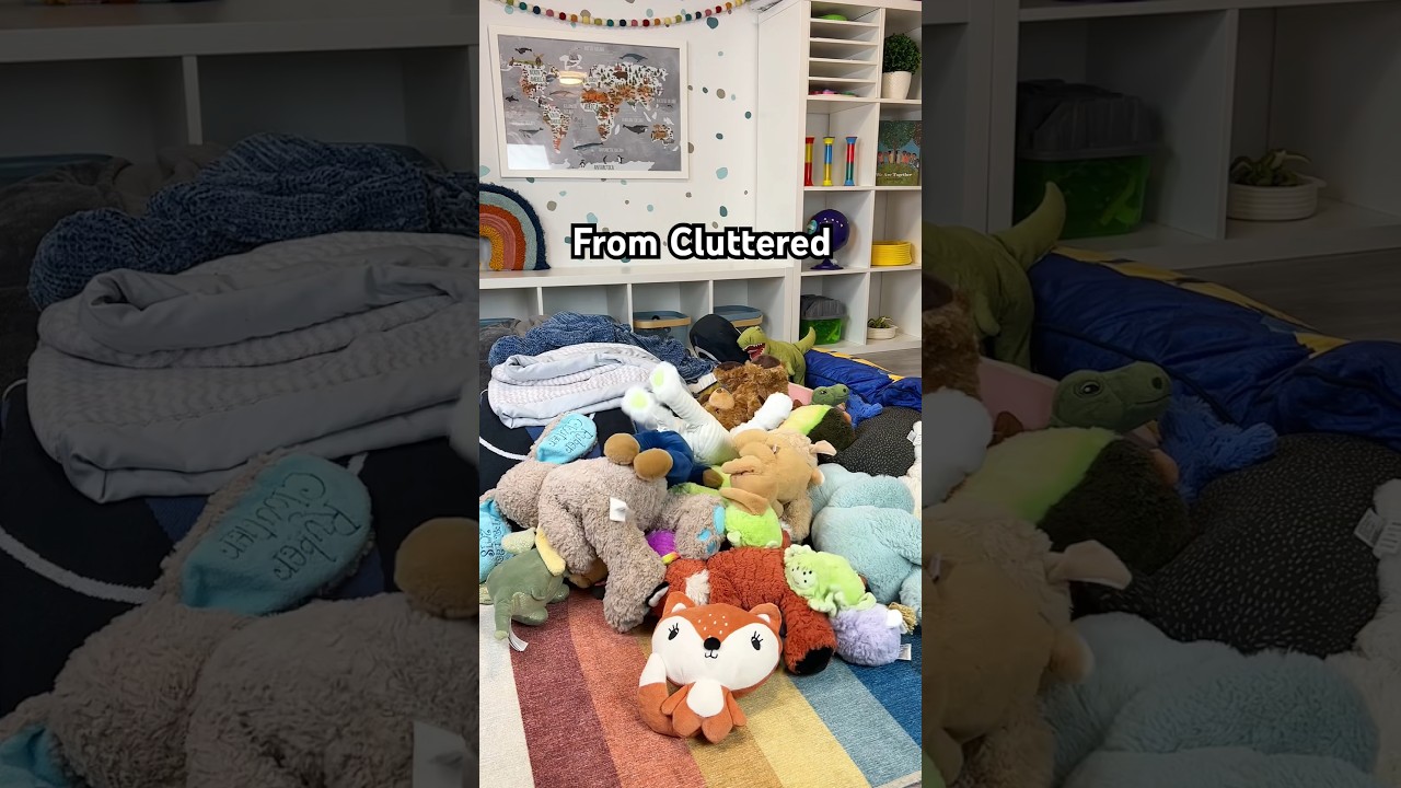 Kids Clutter Storage Hack | Stuffed Animal Organization #moms #amazonfinds #declutter