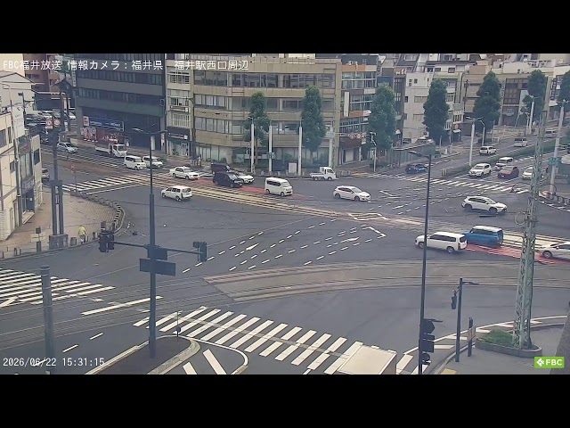 福井・大名町交差点・路面電車
