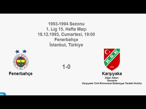 Fenerbahçe 1-0 Karşıyaka 18.12.1993 - 1993-1994 Turkish 1st League Matchday 15 (Ver. 2)
