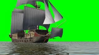 historic sailing ship - green screen - free use