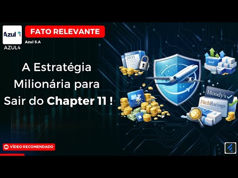 Thumbnail do vídeo: #AZUL4: AZUL Anuncia a Estratégia Milionária para Sair do Chapter 11. O que o você precisa saber!