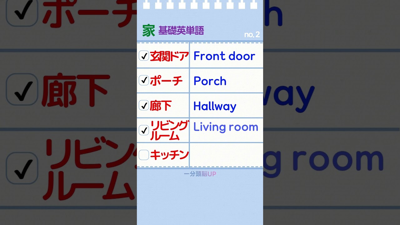 玄関ドア・廊下・キッチン 英語で何て言う？