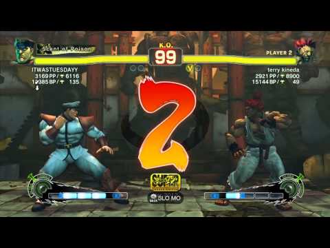 SSF4 AE 2012: ITWASTUESDAYY (Bison) vs terry kineda (Akuma) - ranked match compilation
