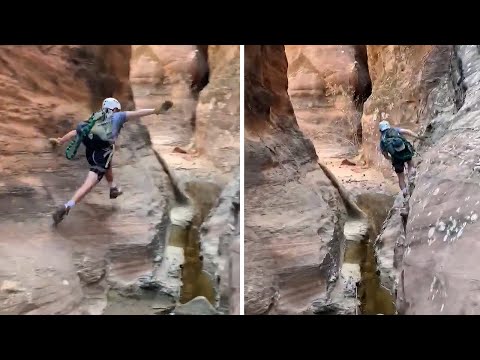 Watch This Hiker Parkour Across Desert Canyon Walls