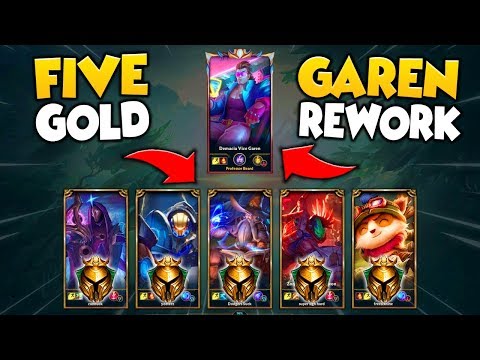 *CRAZIEST 1V5 EVER* NEW REWORKED GAREN VS. 5 GOLD PLAYERS (65+ KILL MADNESS) - League of Legends