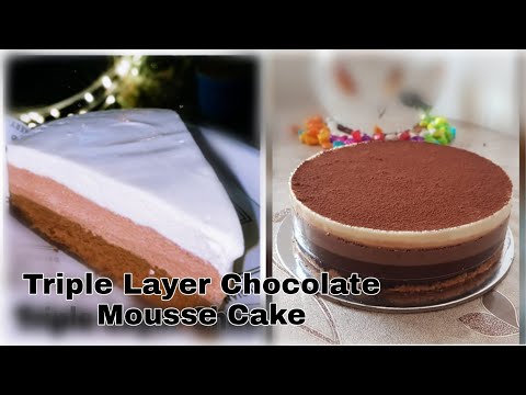 Triple Layer Chocolate Mousse Cake Recipe | No Bake Mousse Cake | Ishwari's Kitchen