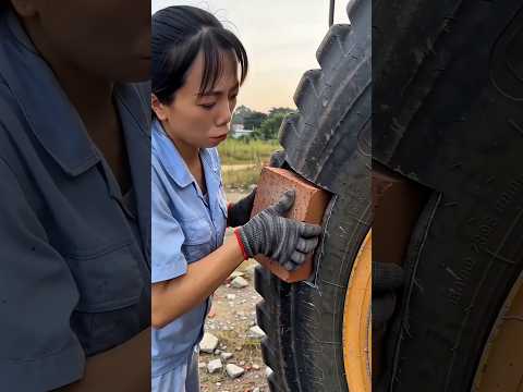 टायर पर प्लास्टर लगाकर उम्रबढ़ाने लगी 😱 #shorts