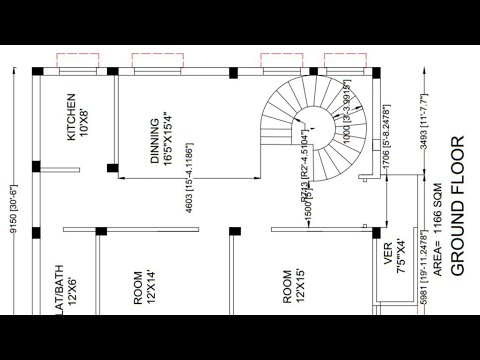 Duplex Round spiral stairs 30 by 40 house plan map...
