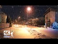 Gentle Snowfall Night Walk In Finnish Suburbs Finland Slow TV 4K