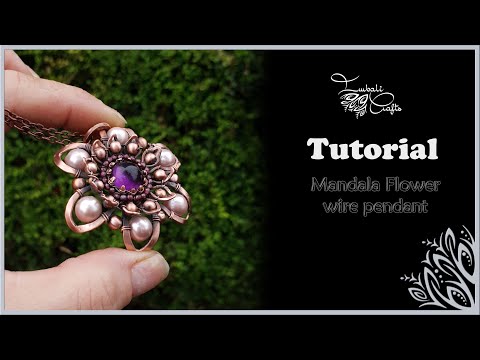 mandala flower pendant - wire work tutorial