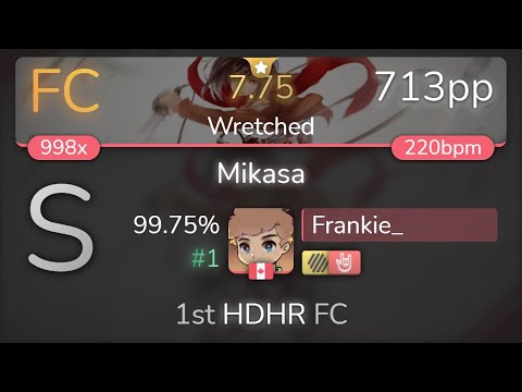 Frankie_ | Veil of Maya - Mikasa [Wretched] 1st +HDHR FC 99.75% {#1 713pp FC} - osu!