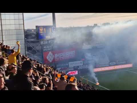 KRC GENK ultras pyro throwing stops the Limburg derby vs St.Truiden 28.01.2024