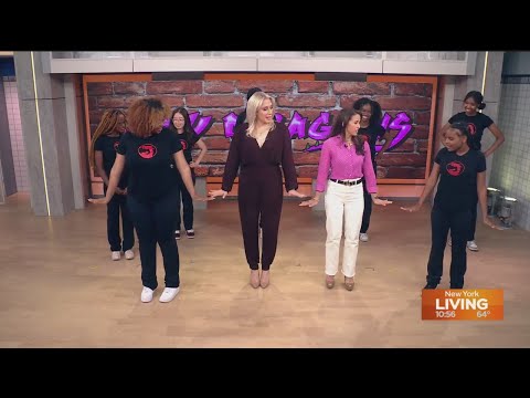 Lady Dragons Step Team teaches Alex and Marysol some moves