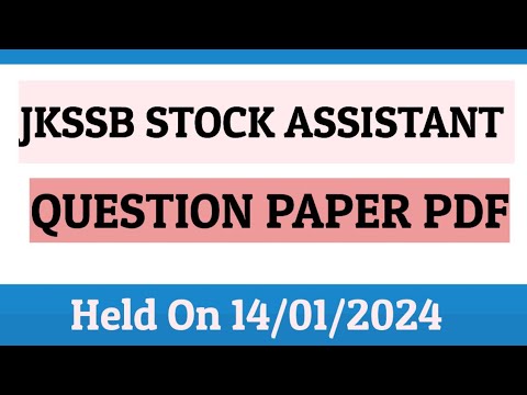 JKSSB Stock Assistant ðŸ‘‰Paper Discussion ðŸ‘‰PDF ðŸ‘‡ #jkssbjobs #stockassistant