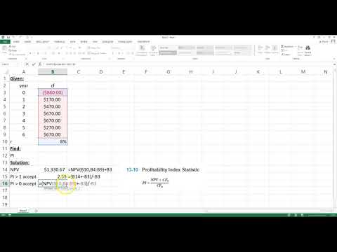 Profitability Index (PI) on Excel - two ways