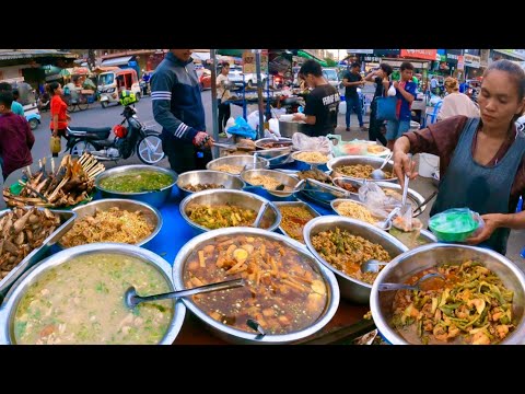Popular Cambodian street food | Very Delicious Khmer food Soup, Grilled fish for Dinner @Orussey