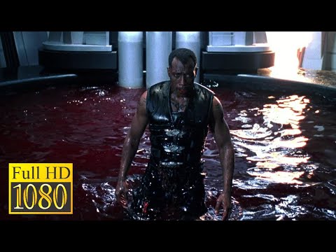 Wesley Snipes gets drunk on blood and kills Reinhardt and other vampires in the film Blade 2 (2002)