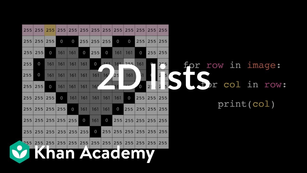 2D lists | Intro to CS - Python | Khan Academy